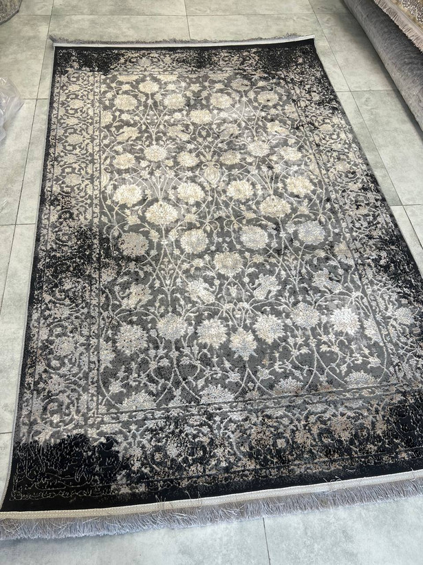 فرش مدرن مشکی طوسی نسکافه ای کد ۹۳۰۳